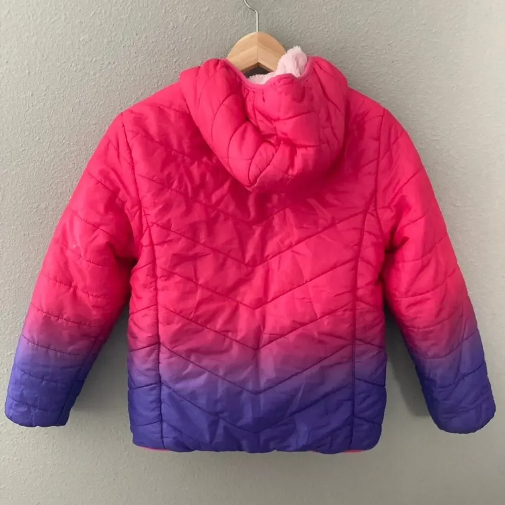 Eddie Bauer Reversible Deer Harbor Hooded Jacket - Pink Purple Ombre - M 10/12